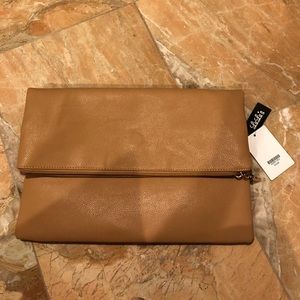 Lulus nude & leather clutch/handbag/purse